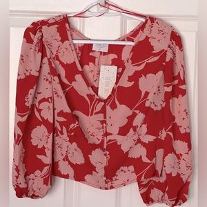 SIENNA SKY - Women’s Floral Blouse / Size XL / 100% Polyester / V Neck
